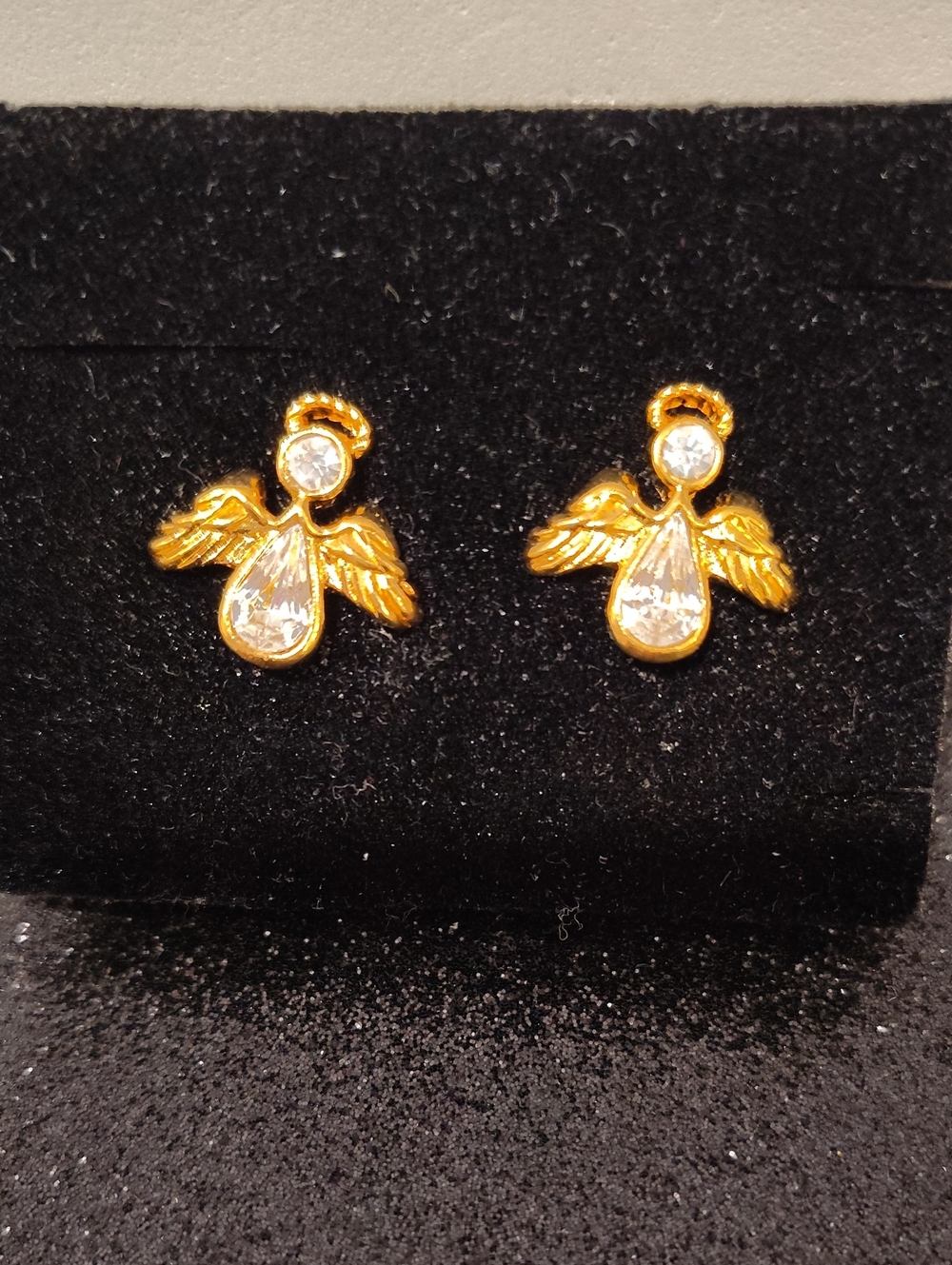 Avon Vintage Celestial Angel gold-tone rhinestone earrings